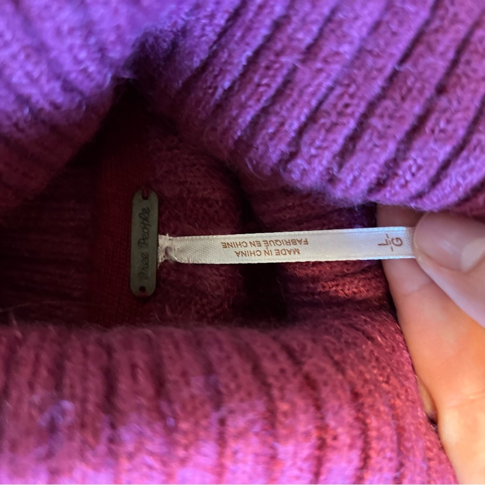Free People Raspberry Ribbed Turtleneck Sweater - Picture 3 of 3